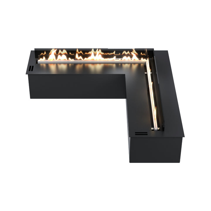 Bioethanol Einbau Brenner Kamin Ofen mit Ecke und Fernbedienung SmartFire CORNER von Wild Flame mit Glas