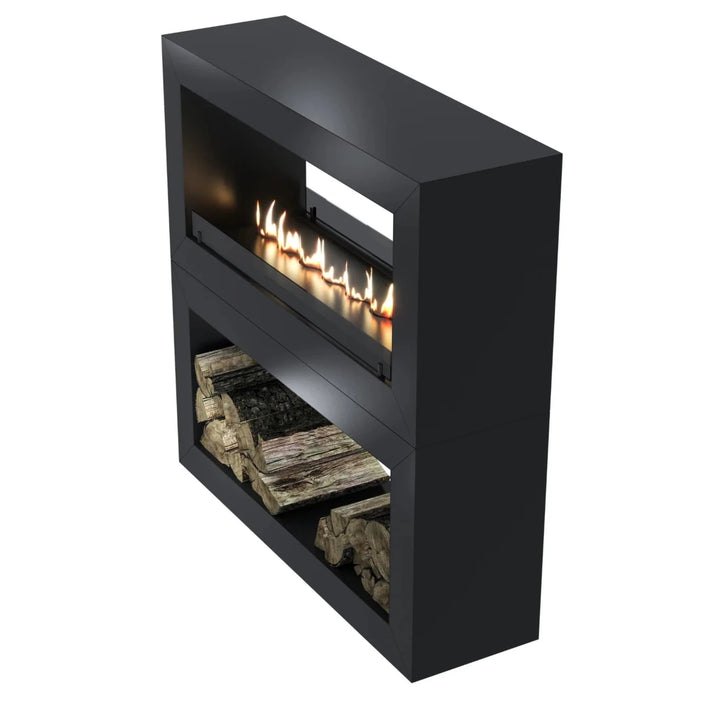 Zweiseitiger Bioethanol Standkamin Standofen HOME 120 von WildFlame für Raumteiler seitlich