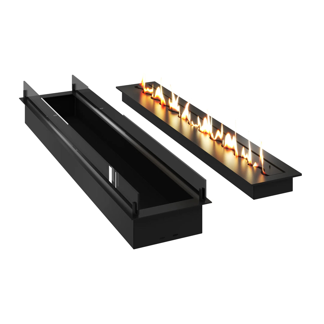 Bioethanol Einbau Brenner Ethanol Einbau Einsatz Kassette SOLO 150cm mit Glas von Wild Flame