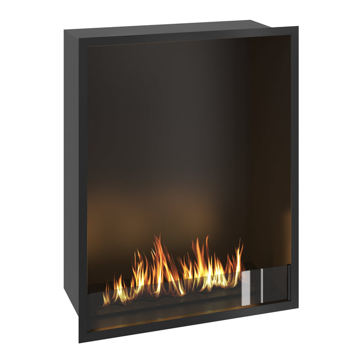 Bioethanol Einbau Kamin Einbaukamin Ofen SELECTED XXL Vertikal 80x100x35cm mit Glas von Wild Flame seitliche Ansicht