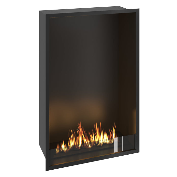 Bioethanol Einbau Kamin Einbaukamin Ofen SELECTED XXL Vertikal 80x120x35cm mit Glas von Wild Flame Seitliche Ansicht