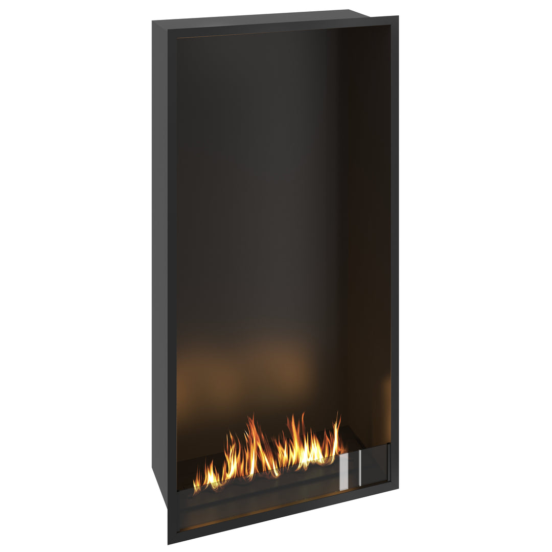 Bioethanol Einbau Kamin Ofen Vertikal SELECTED 80x160x35cm von Wild Flame Seitlich